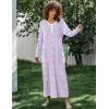 image:imageEkouaer Womens Long Sleeve Nightgown Full Length Sleepwear Long Sleepshirts Henley Sleep DressPurple Flowers