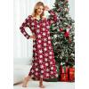 image:imageEkouaer Womens Long Sleeve Nightgown Full Length Sleepwear Long Sleepshirts Henley Sleep DressZred Snowflake