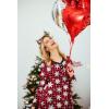 image:imageEkouaer Womens Long Sleeve Nightgown Full Length Sleepwear Long Sleepshirts Henley Sleep DressZred Snowflake