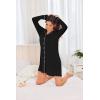 image:imageEkouaer Womens Nightgown Long Sleeve Nightshirt Button Down Sleepshirt Boyfriend Sleepwear Pajama Dress SXXLBlack