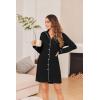 image:imageEkouaer Womens Nightgown Long Sleeve Nightshirt Button Down Sleepshirt Boyfriend Sleepwear Pajama Dress SXXLBlack