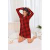 image:imageEkouaer Womens Nightgown Long Sleeve Nightshirt Button Down Sleepshirt Boyfriend Sleepwear Pajama Dress SXXLChristmas Plaid
