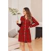 image:imageEkouaer Womens Nightgown Long Sleeve Nightshirt Button Down Sleepshirt Boyfriend Sleepwear Pajama Dress SXXLChristmas Plaid
