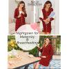 image:imageEkouaer Womens Nightgown Long Sleeve Nightshirt Button Down Sleepshirt Boyfriend Sleepwear Pajama Dress SXXLChristmas Plaid