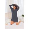image:imageEkouaer Womens Nightgown Long Sleeve Nightshirt Button Down Sleepshirt Boyfriend Sleepwear Pajama Dress SXXLDark Grey