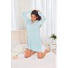 image:imageEkouaer Womens Nightgown Long Sleeve Nightshirt Button Down Sleepshirt Boyfriend Sleepwear Pajama Dress SXXLLight Blue