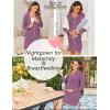image:imageEkouaer Womens Nightgown Long Sleeve Nightshirt Button Down Sleepshirt Boyfriend Sleepwear Pajama Dress SXXLPurple