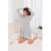 image:imageEkouaer Womens Nightgown Long Sleeve Nightshirt Button Down Sleepshirt Boyfriend Sleepwear Pajama Dress SXXLStripe
