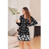 image:imageEkouaer Womens Nightgown Long Sleeve Nightshirt Button Down Sleepshirt Boyfriend Sleepwear Pajama Dress SXXLWhite Butterfly