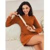 image:imageEkouaer Womens Nightgown Long Sleeve Ribbed Knit Nightshirt Round Neck Sleep Shirt Soft Sweater Dress SXXLCaramel