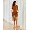 image:imageEkouaer Womens Nightgown Long Sleeve Ribbed Knit Nightshirt Round Neck Sleep Shirt Soft Sweater Dress SXXLCaramel