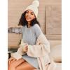 image:imageEkouaer Womens Nightgown Long Sleeve Ribbed Knit Nightshirt Round Neck Sleep Shirt Soft Sweater Dress SXXLLight Grey