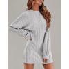 image:imageEkouaer Womens Nightgown Long Sleeve Ribbed Knit Nightshirt Round Neck Sleep Shirt Soft Sweater Dress SXXLLight Grey