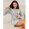 image:imageEkouaer Womens Nightgown Long Sleeve Ribbed Knit Nightshirt Round Neck Sleep Shirt Soft Sweater Dress SXXLLight Grey