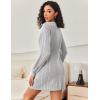 image:imageEkouaer Womens Nightgown Long Sleeve Ribbed Knit Nightshirt Round Neck Sleep Shirt Soft Sweater Dress SXXLLight Grey