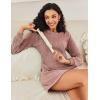 image:imageEkouaer Womens Nightgown Long Sleeve Ribbed Knit Nightshirt Round Neck Sleep Shirt Soft Sweater Dress SXXLMisty Rose