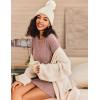 image:imageEkouaer Womens Nightgown Long Sleeve Ribbed Knit Nightshirt Round Neck Sleep Shirt Soft Sweater Dress SXXLMisty Rose