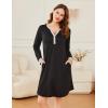image:imageEkouaer Womens Nightgown Long Sleeve Sleepshirt Button Down Nightshirt V Neck Pajama Dress with Pockets SXXXLBlack
