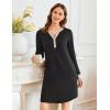 image:imageEkouaer Womens Nightgown Long Sleeve Sleepshirt Button Down Nightshirt V Neck Pajama Dress with Pockets SXXXLBlack