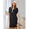 image:imageEkouaer Womens Nightgown Long Sleeve Sleepshirt Button Down Nightshirt V Neck Pajama Dress with Pockets SXXXLBlack