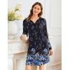 image:imageEkouaer Womens Nightgown Long Sleeve Sleepshirt Button Down Nightshirt V Neck Pajama Dress with Pockets SXXXLBlue Floral