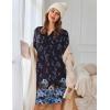 image:imageEkouaer Womens Nightgown Long Sleeve Sleepshirt Button Down Nightshirt V Neck Pajama Dress with Pockets SXXXLBlue Floral