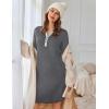 image:imageEkouaer Womens Nightgown Long Sleeve Sleepshirt Button Down Nightshirt V Neck Pajama Dress with Pockets SXXXLGrey