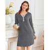 image:imageEkouaer Womens Nightgown Long Sleeve Sleepshirt Button Down Nightshirt V Neck Pajama Dress with Pockets SXXXLGrey