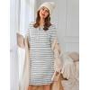image:imageEkouaer Womens Nightgown Long Sleeve Sleepshirt Button Down Nightshirt V Neck Pajama Dress with Pockets SXXXLLight Grey Stripe