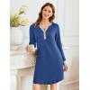 image:imageEkouaer Womens Nightgown Long Sleeve Sleepshirt Button Down Nightshirt V Neck Pajama Dress with Pockets SXXXLNavy