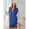 image:imageEkouaer Womens Nightgown Long Sleeve Sleepshirt Button Down Nightshirt V Neck Pajama Dress with Pockets SXXXLNavy