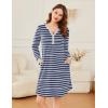 image:imageEkouaer Womens Nightgown Long Sleeve Sleepshirt Button Down Nightshirt V Neck Pajama Dress with Pockets SXXXLNavy Blue Stripe