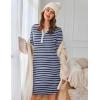 image:imageEkouaer Womens Nightgown Long Sleeve Sleepshirt Button Down Nightshirt V Neck Pajama Dress with Pockets SXXXLNavy Blue Stripe