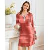image:imageEkouaer Womens Nightgown Long Sleeve Sleepshirt Button Down Nightshirt V Neck Pajama Dress with Pockets SXXXLRed and White Stripe