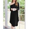 image:imageEkouaer Womens Nightgown Long Sleeve Sleepshirt V Neck Nightshirt Casual Loungewear Soft SleepwearBlack