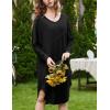 image:imageEkouaer Womens Nightgown Long Sleeve Sleepshirt V Neck Nightshirt Casual Loungewear Soft SleepwearBlack