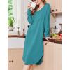 image:imageEkouaer Womens Nightgown Long Sleeve Sleepshirt V Neck Nightshirt Casual Loungewear Soft SleepwearBlue