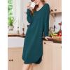 image:imageEkouaer Womens Nightgown Long Sleeve Sleepshirt V Neck Nightshirt Casual Loungewear Soft SleepwearBlue Green
