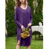 image:imageEkouaer Womens Nightgown Long Sleeve Sleepshirt V Neck Nightshirt Casual Loungewear Soft SleepwearPurple