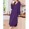 image:imageEkouaer Womens Nightgown Long Sleeve Sleepshirt V Neck Nightshirt Casual Loungewear Soft SleepwearPurple