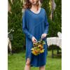 image:imageEkouaer Womens Nightgown Long Sleeve Sleepshirt V Neck Nightshirt Casual Loungewear Soft SleepwearRoyal Blue