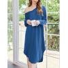 image:imageEkouaer Womens Nightgown Long Sleeve Sleepshirt V Neck Nightshirt Casual Loungewear Soft SleepwearRoyal Blue