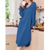 image:imageEkouaer Womens Nightgown Long Sleeve Sleepshirt V Neck Nightshirt Casual Loungewear Soft SleepwearRoyal Blue
