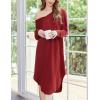 image:imageEkouaer Womens Nightgown Long Sleeve Sleepshirt V Neck Nightshirt Casual Loungewear Soft SleepwearWine Red