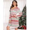 image:imageEkouaer Womens Nightgown Striped Tee Long Sleeve Comfy Sleep Nightshirt Button Down Pajama DressRed