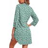 image:imageEkouaer Womens Nightgown V Neck Striped Button Down Sleepwear 34 Sleeves Nightshirts Soft Button Sleep Dress SXXLGreen Floral