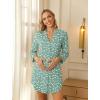 image:imageEkouaer Womens Nightgown V Neck Striped Button Down Sleepwear 34 Sleeves Nightshirts Soft Button Sleep Dress SXXLGreen Floral