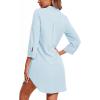 image:imageEkouaer Womens Nightgown V Neck Striped Button Down Sleepwear 34 Sleeves Nightshirts Soft Button Sleep Dress SXXLLight Blue