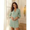image:imageEkouaer Womens Nightgown V Neck Striped Button Down Sleepwear 34 Sleeves Nightshirts Soft Button Sleep Dress SXXLLight Green