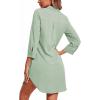 image:imageEkouaer Womens Nightgown V Neck Striped Button Down Sleepwear 34 Sleeves Nightshirts Soft Button Sleep Dress SXXLLight Green
